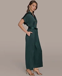 Donna Karan New York Women's Satin Wide Leg Jumpsuit