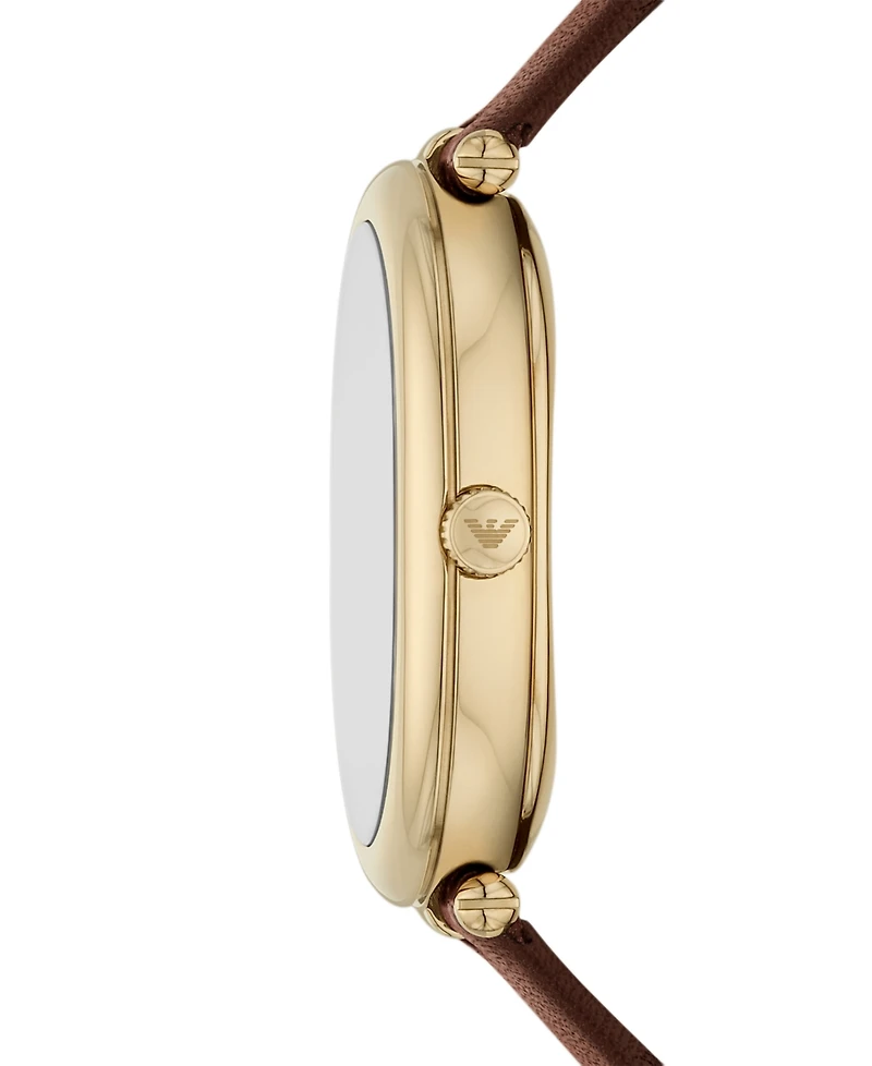 Emporio Armani Women's Brown Leather Strap Watch 34mm
