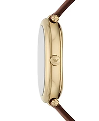 Emporio Armani Women's Brown Leather Strap Watch 34mm
