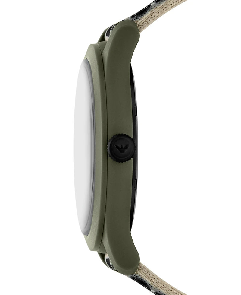 Emporio Armani Men's Green Tri-Tone Textile Strap Watch 45mm