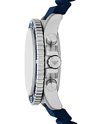 Emporio Armani Men's Chronograph World Explorer Solar Blue Silicone Strap Watch 43mm
