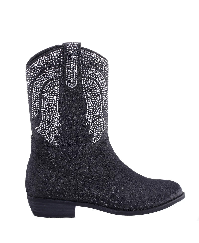 Nina Big Girls Glitter Side Zip Cowboy Boots