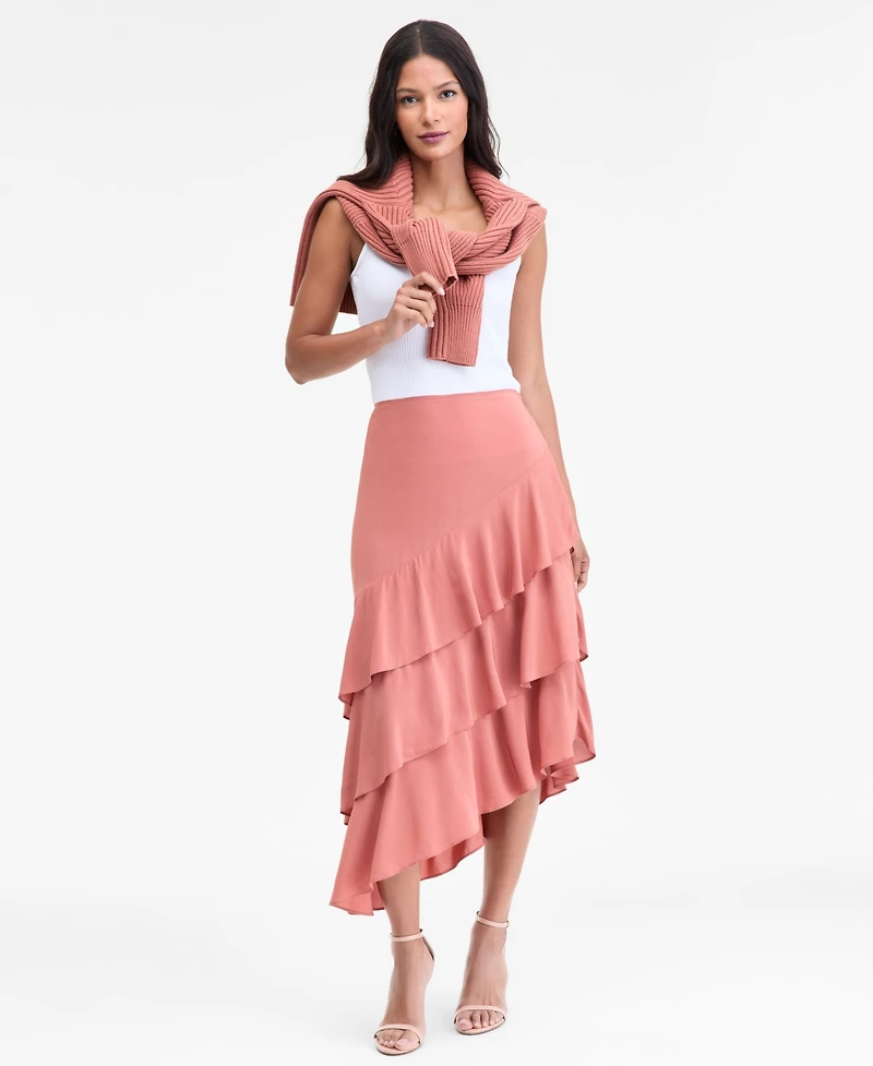 I.n.c. International Concepts Women's Asymmetrical Ruffle Midi Skirt, Macy's Exclusive