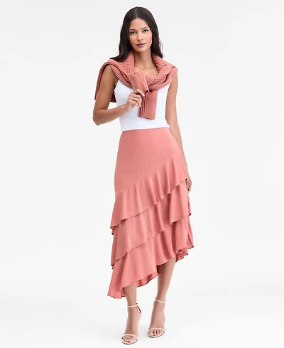 I.n.c. International Concepts Women's Asymmetrical Ruffle Midi Skirt, Macy's Exclusive