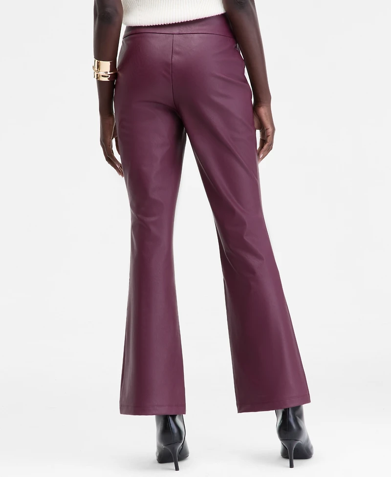 I.n.c. International Concepts Women's Faux-Leather High-Rise Flared Pants, Macy's Exclusive