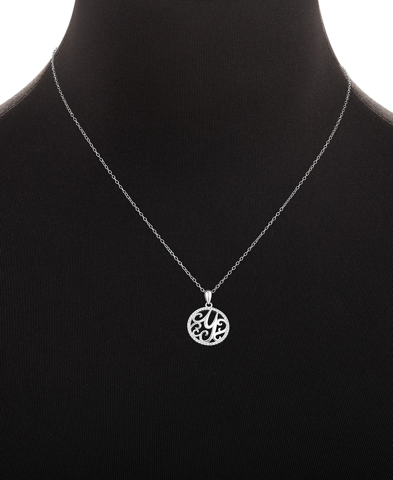 Giani Bernini Cubic Zirconia Pave Monogram Y Pendant 18" Necklace in Sterling Silver, Created for Macy's