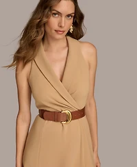 Donna Karan New York Women's V-Neck Sleeveless Midi Dress