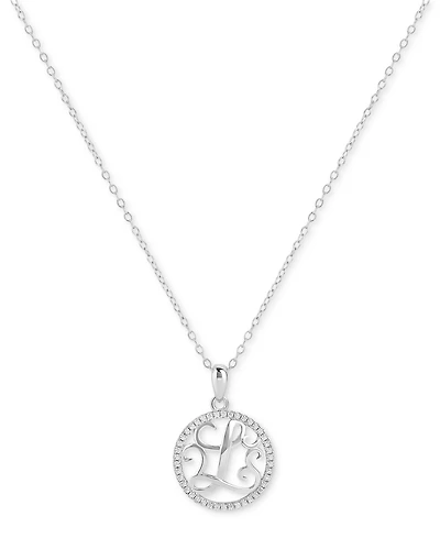 Giani Bernini Cubic Zirconia Initial Halo 18" Pendant Necklace in Sterling Silver