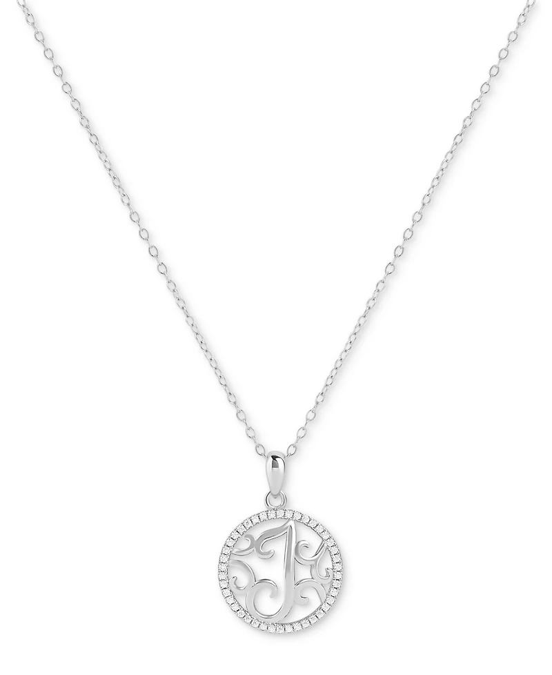 Giani Bernini Cubic Zirconia Filigree Initial I Monogram 18" Pendant Necklace in Sterling Silver, Macy's Exclusive