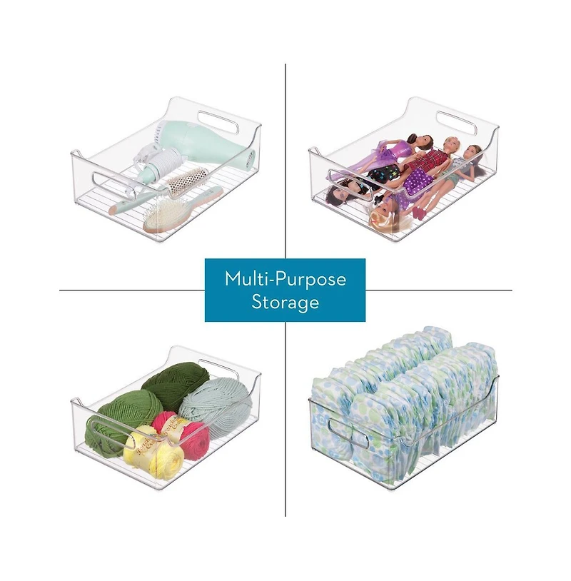 iDesign Plastic Stackable Pantry Bin with Handles, Set of 4, Clear, Made in Usa