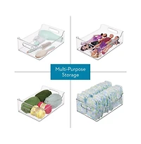 iDesign Plastic Stackable Pantry Bin with Handles, Set of 4, Clear, Made in Usa