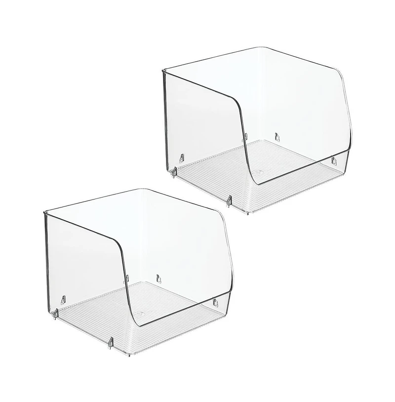 iDesign Stackable Open-Front Storage Bin - Set of - Clear