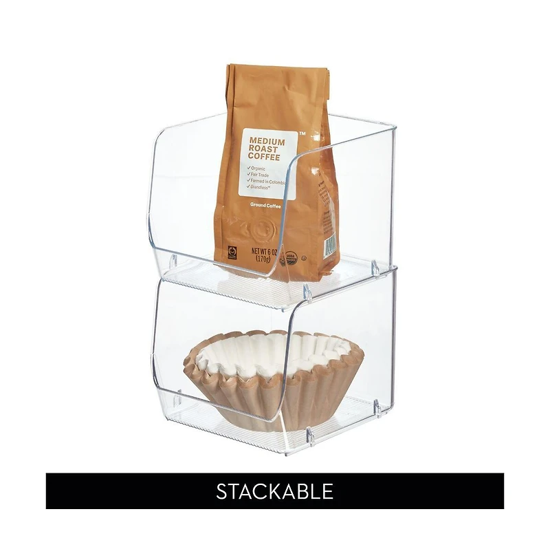 iDesign Stackable Open-Front Storage Bin, Set of 6, Clear, Made in Usa