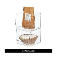 iDesign Stackable Open-Front Storage Bin, Set of 6, Clear, Made in Usa