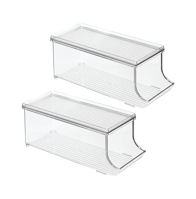 iDesign Soda Can Organizer with Lid for Pantry - Set of - Clear