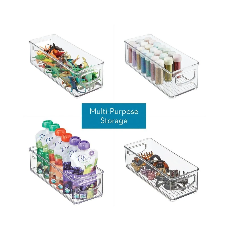 iDesign Plastic Stackable Pantry Bin with Handles, Set of 4, Clear, Made in Usa