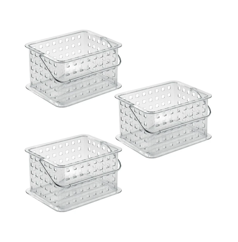 iDesign Small Stackable Shower Basket, Set of 3, Clear, Made in Usa