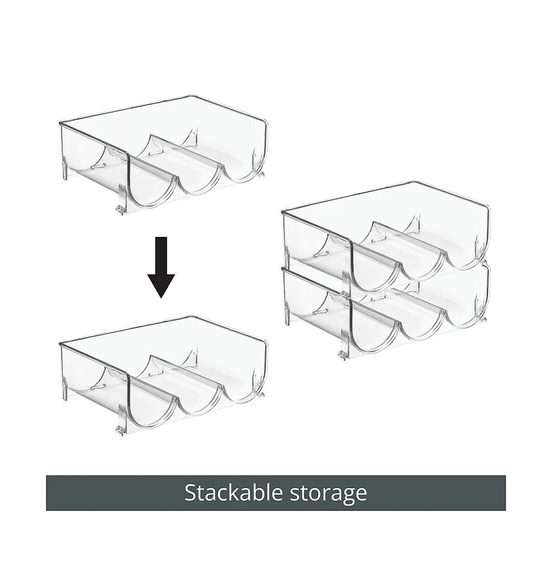 mDesign Plastic Free-Standing Stackable 3 Bottle Storage Rack, 4 Pack, Clear