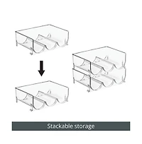 mDesign Plastic Free-Standing Stackable 3 Bottle Storage Rack, 4 Pack, Clear