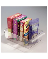 mDesign Fridge Storage Tray with Handle - Set of 4 - Clear