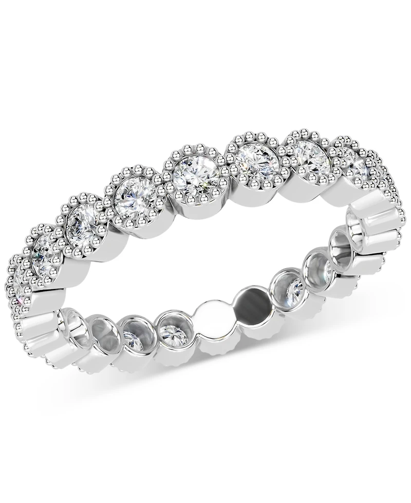 Diamond Milgrain Bead Frame Eternity Band (1 ct. t.w.) Platinum or 14k Gold
