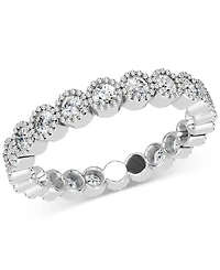 Diamond Milgrain Bead Frame Eternity Band (1 ct. t.w.) Platinum or 14k Gold