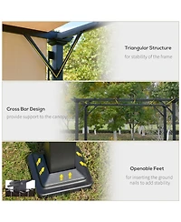 Outsunny 12' x 10' Outdoor Patio Gazebo Pergola with Retractable Canopy Roof