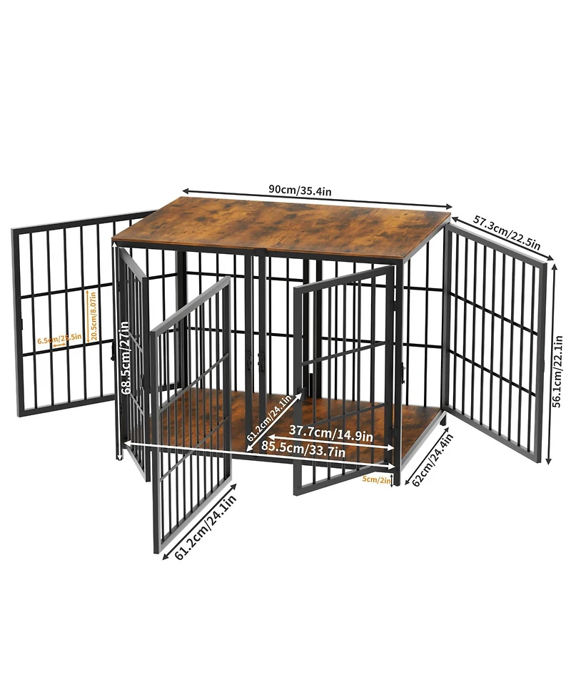 Bingopaw Heavy Duty Wood Dog Crate Pet Kennels Table Furniture with Tray & Lockable Door