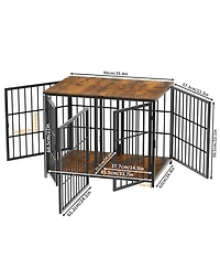 Bingopaw Heavy Duty Wood Dog Crate Pet Kennels Table Furniture with Tray & Lockable Door