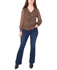 Sam & Jess Women's Smocked Shoulder V-Neck Blouse Top