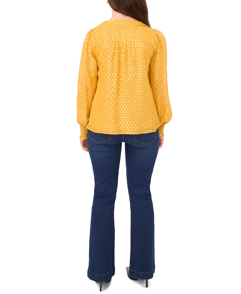 Sam & Jess Women's Smocked Shoulder V-Neck Blouse Top