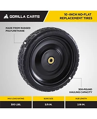 Gorilla Carts Gct-10NF 10 Inch No Flat Replacement Tire for Utility Cart, 4 Pack