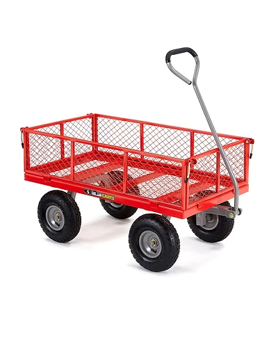 Gorilla Carts Gorilla Cart 800 Pound Capacity Heavy Duty Steel Mesh Utility Wagon Cart, Red