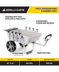 Gorilla Carts 200 Pound Capacity Heavy Duty Poly Fish and Marine Utility Cart
