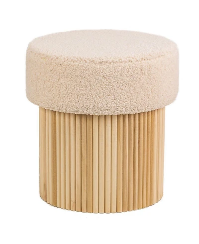 Nordlys - White Boucle Pouf with Storage Vintage Style Upholstery Living Room