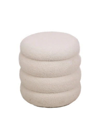 Nordlys - White Boucle Pouf with Storage Vintage Style Upholstery Living Room