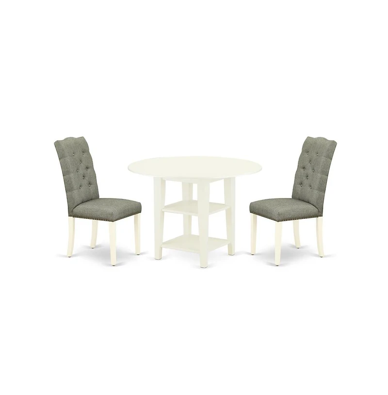 East West Furniture Dining Room Set Linen White
