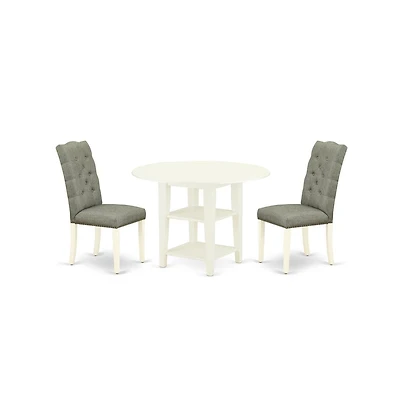 East West Furniture Dining Room Set Linen White