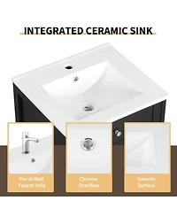 Casainc 20" Bathroom Vanity Cabinet With Sink, Soft-Close Door, Storage Rack, and Adjustable Shelf