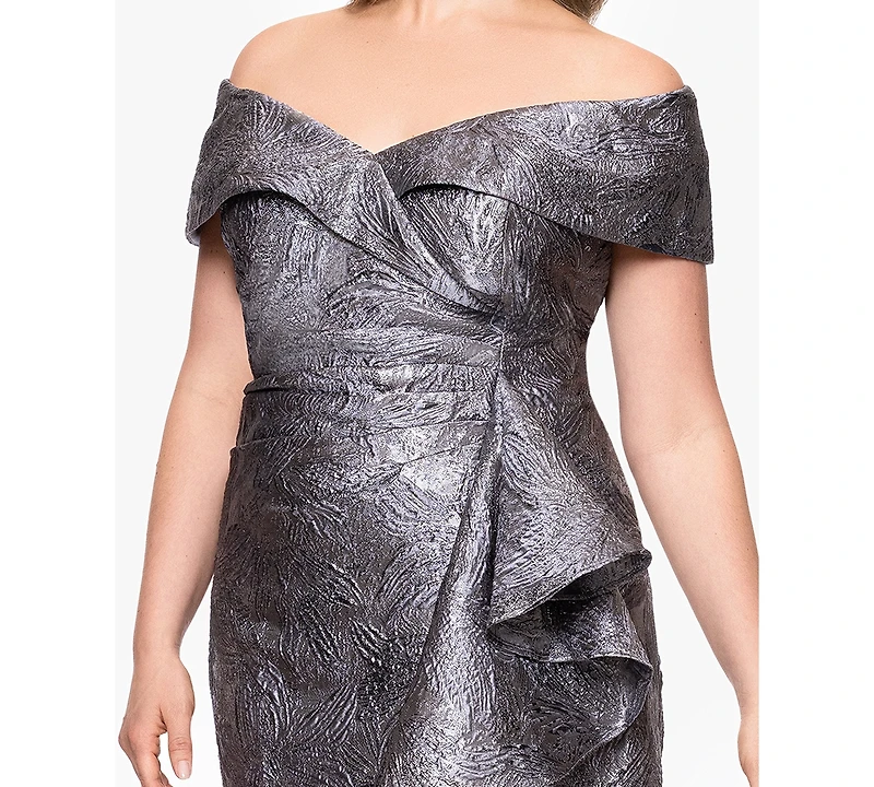 Xscape Plus-Size Brocade Sweetheart Neck Gown