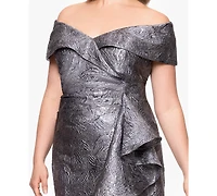 Xscape Plus-Size Brocade Sweetheart Neck Gown