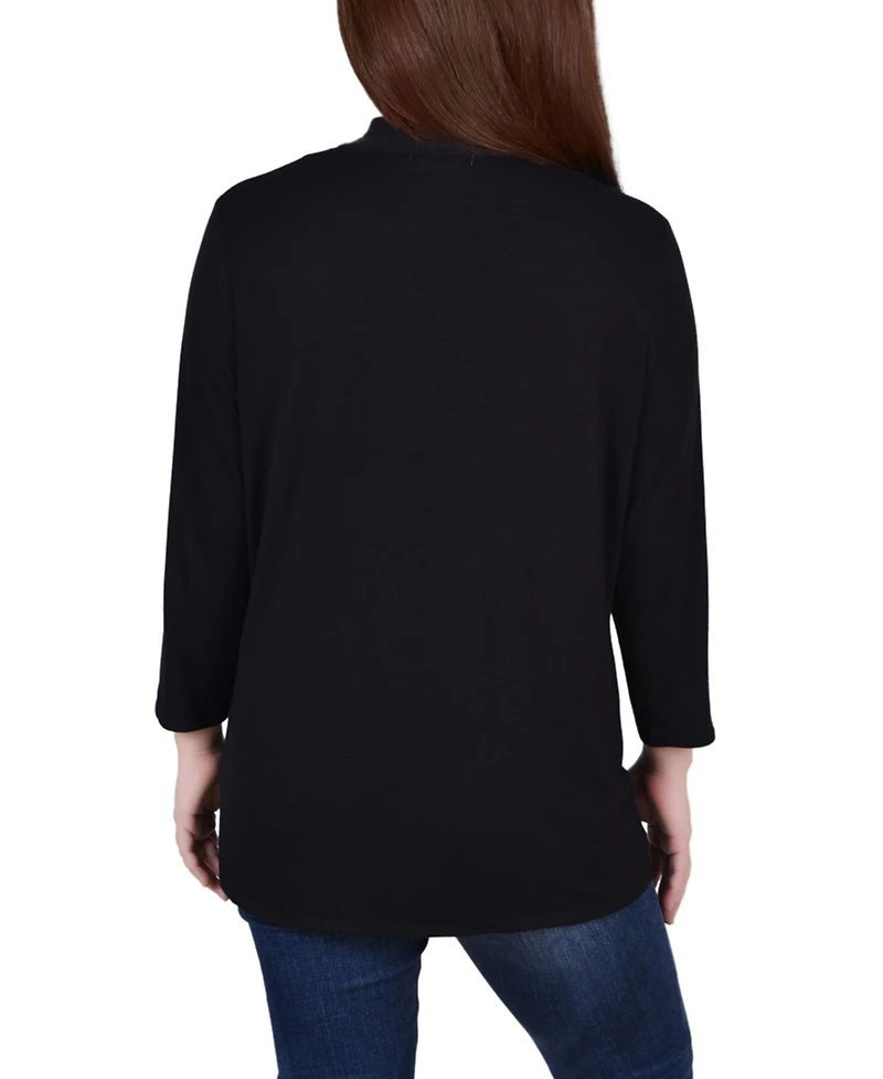 Ny Collection Petite 3/4 Sleeve Solid Cardigan Sweater