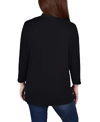 Ny Collection Petite 3/4 Sleeve Solid Cardigan Sweater