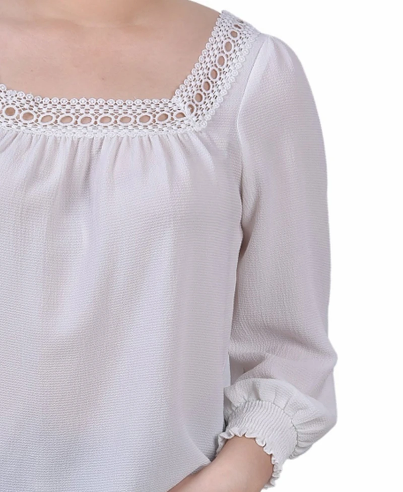 Ny Collection Petite 3/4 Sleeve Square Neck Top