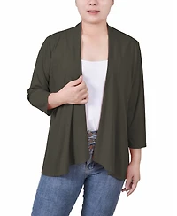 Ny Collection Petite Solid 3/4 Sleeve Cardigan Sweater