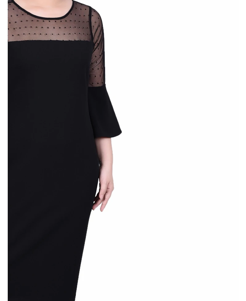 Ny Collection Petite Illusion Neck Scuba Dress