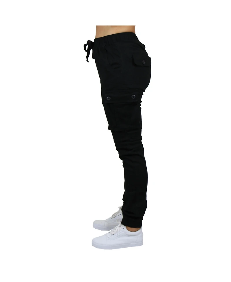 Galaxy By Harvic Women's Loose Fit Cotton Stretch Twill Cargo Joggers