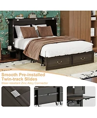 Livelylodge Murphy Bed Cabinet, Queen Cabinet Bed with Storage Drawers for Guest Room, Space Saving Murphy Bed Chest(No Mattress