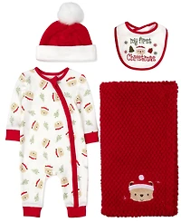 Baby Essentials Boys 4-Piece Christmas Bear Set
