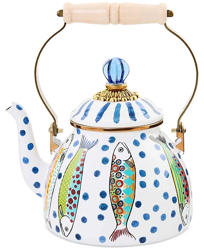 MacKenzie-Childs Go Fish Enameled Steel 2-Quart Tea Kettle